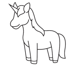 dibujar un unicornio, unicornio en solo 9 sencillos , ¡comencemos!, crea un contorno de la cabeza del unicornio, a continuación, delinea el cuerpo, luego, dibuja las patas delanteras, completa las cuatro patas, luego, agrega la cola peluda, dibuja el cuerno puntiagudo, 
