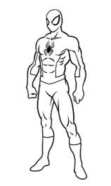 dibujar un Hombre Araña, Dibujo de Spiderman, prepararse para este dibujo del hombre araña, Cómo dibujar a Spiderman, dibuja el pecho y los brazos de Spiderman, dibuja un poco más del cuerpo, el resto del contorno del cuerpo de Spiderman,
