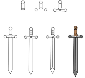 dibujar una espada, espada en solo 7 sencillos,