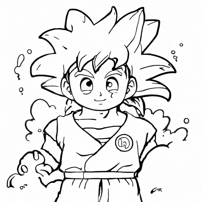 Aquí tienes un boceto de Goku para inspirarte.