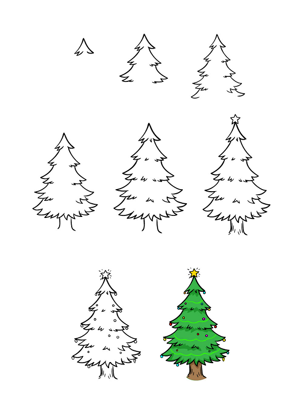 drawings of christmas trees